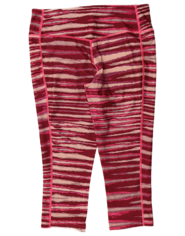 Leggings Nike Dri Fit Capri da donna UK 14 grandi righe bordeaux