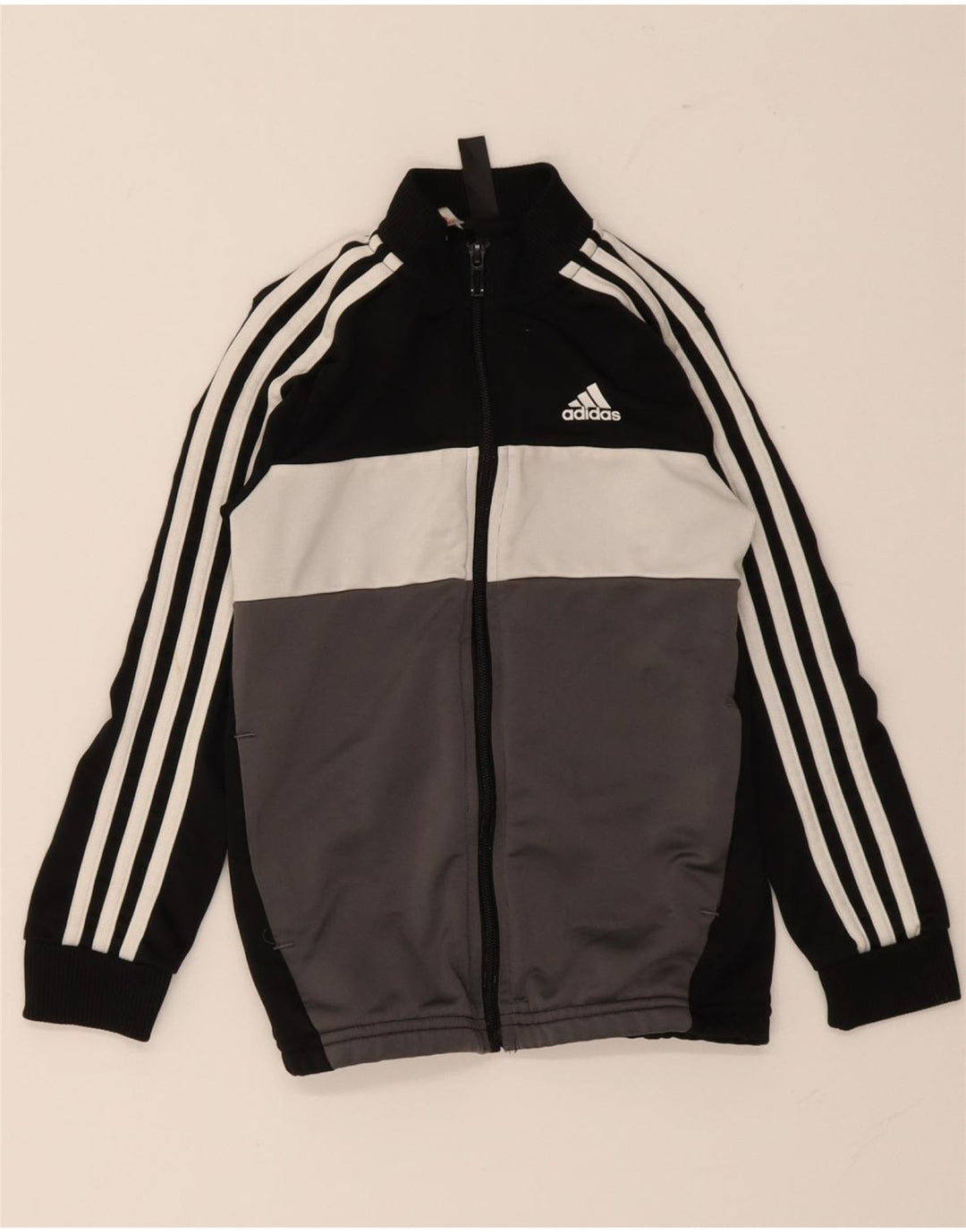 Giacca da tuta da ragazzo Adidas 7-8 anni in poliestere color block nero