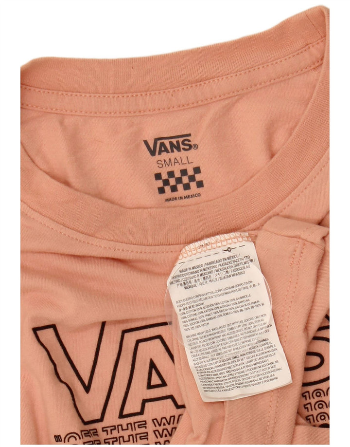 VANS Top grafico da donna a maniche lunghe UK 10 piccolo cotone rosa