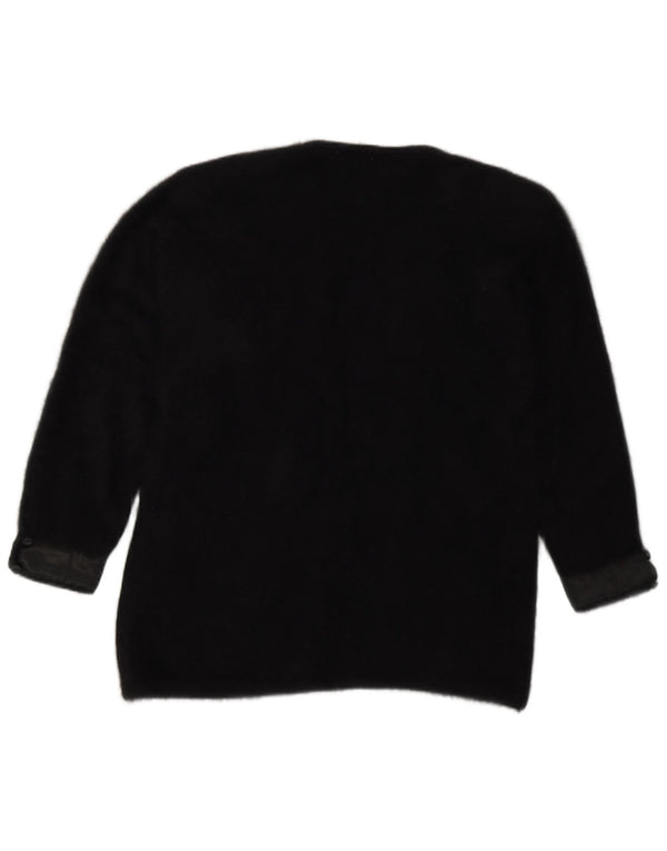 Maglione cardigan aperto da donna Renato Balestra UK 14 Angora medio nero