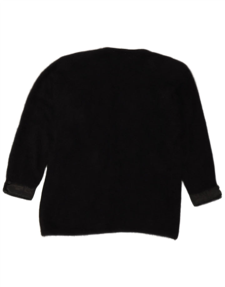 Maglione cardigan aperto da donna Renato Balestra UK 14 Angora medio nero