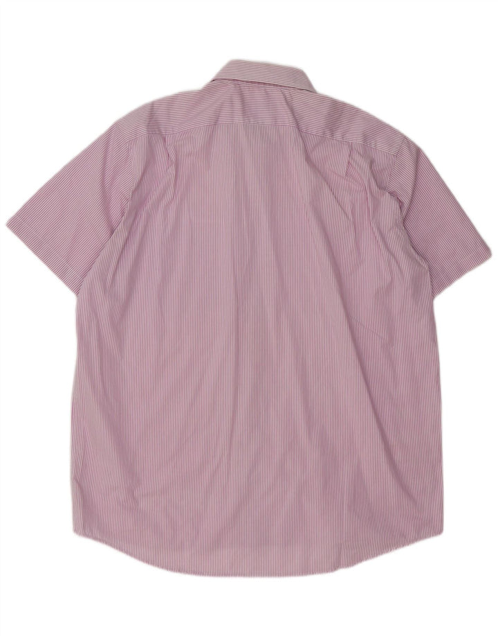 LACOSTE Camicia a maniche corte da uomo taglia 45 XL Cotone gessato viola