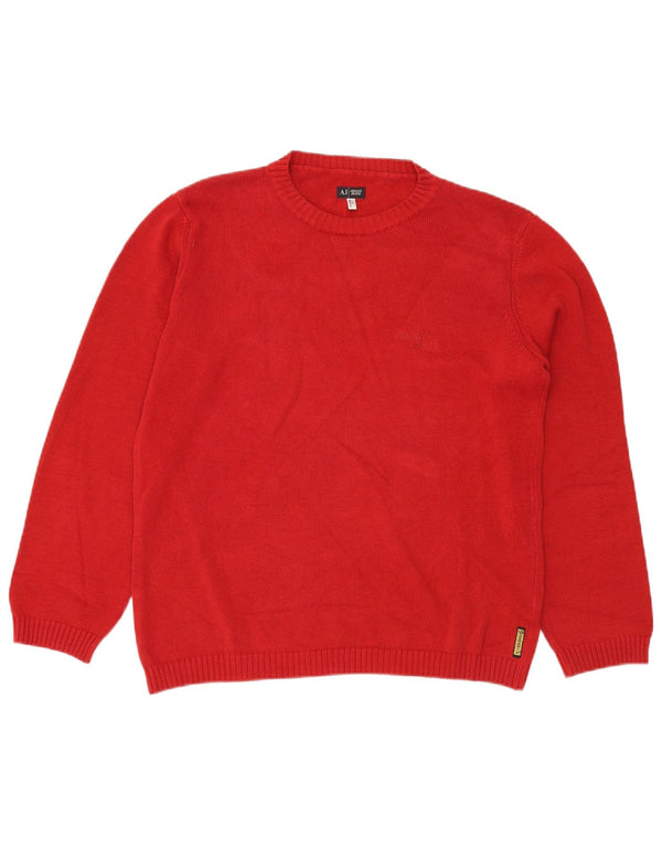 ARMANI JEANS Maglione da uomo girocollo grande in cotone rosso