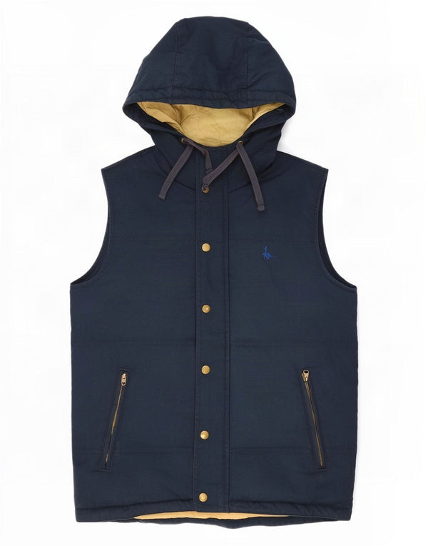 Jack Wills Mens Hooded Padded Gilet UK 34 XS Navy Blue Polyester