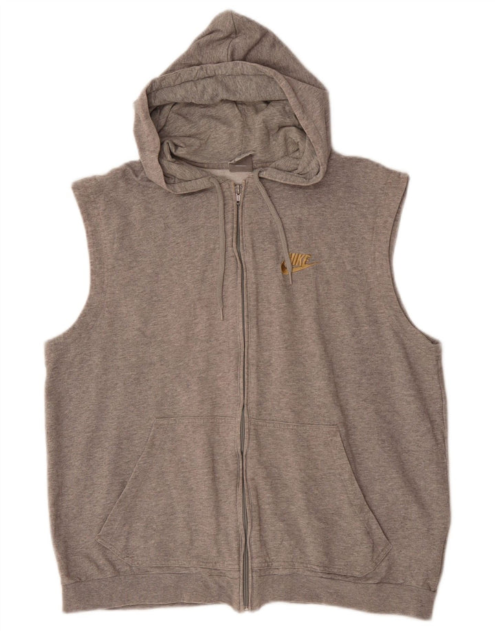 Maglione con cappuccio e zip senza maniche NIKE da uomo UK 39/41Cotone grigio medio