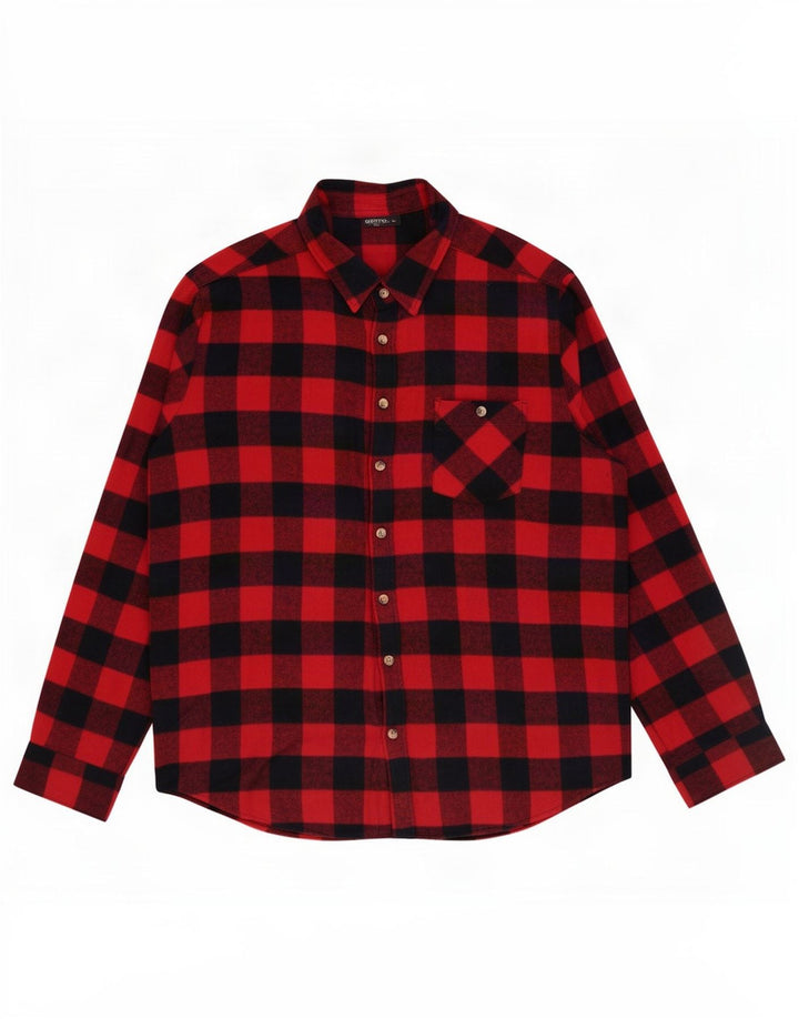 Camicia da uomo identica in flanella XL in cotone a quadretti rossi