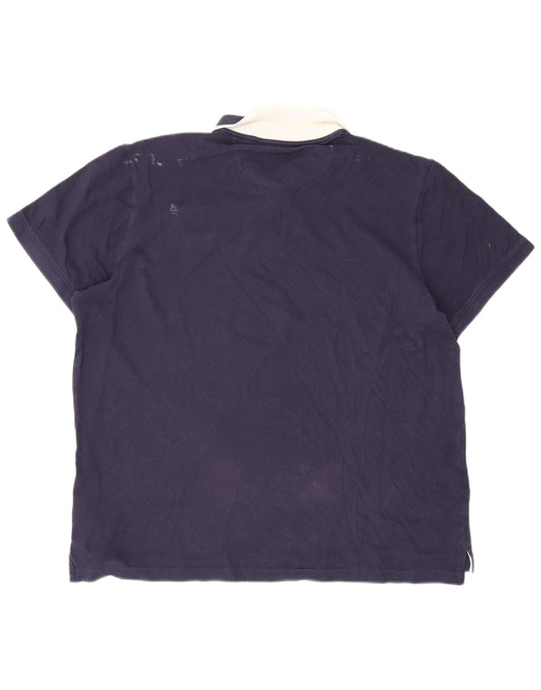 Polo da uomo Puma XL in cotone a righe blu navy