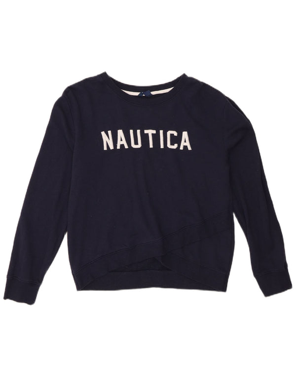 Felpa oversize grafica da donna Nautica Jumper UK 10 Small Blu Navy