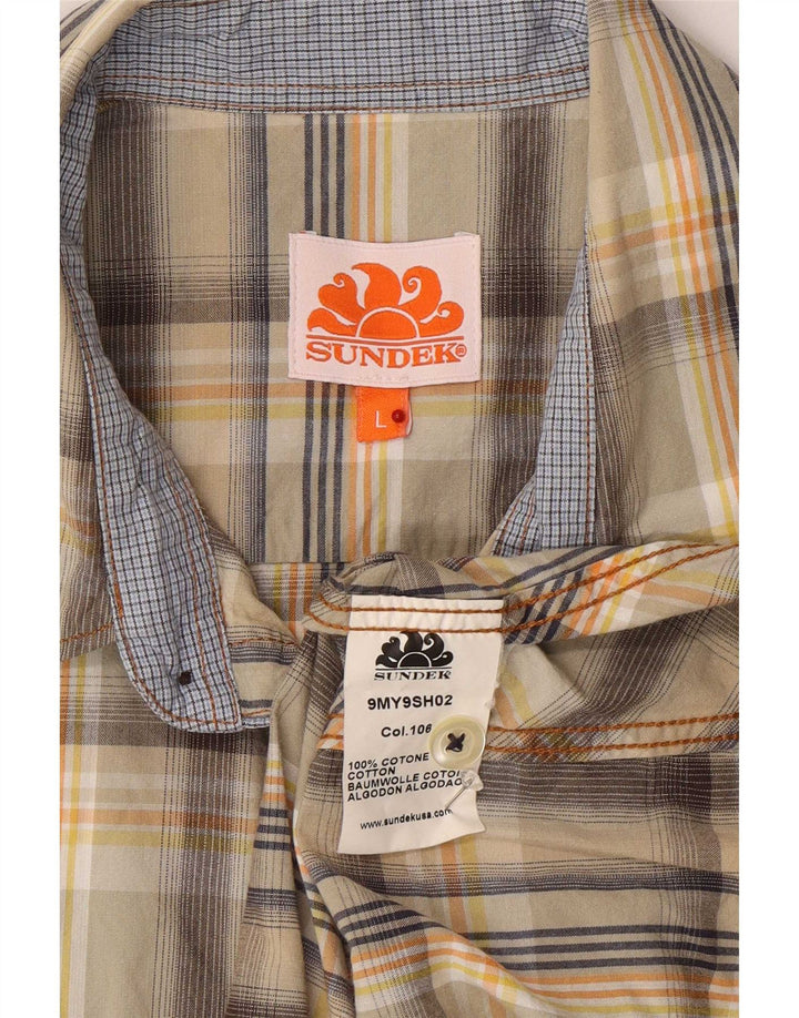 Camicia a maniche corte da uomo Sundek grande in cotone scozzese multicolore