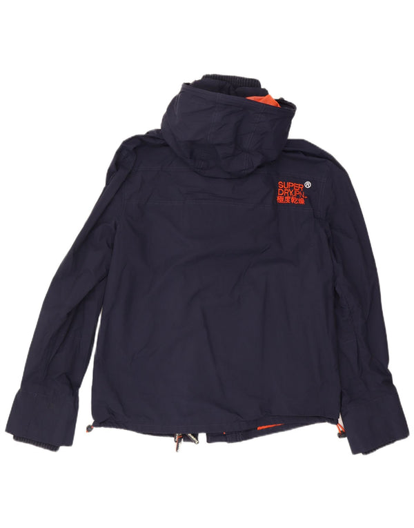 Giacca antipioggia da uomo con cappuccio Superdry Windcheater UK 44 2XL Nylon blu navy