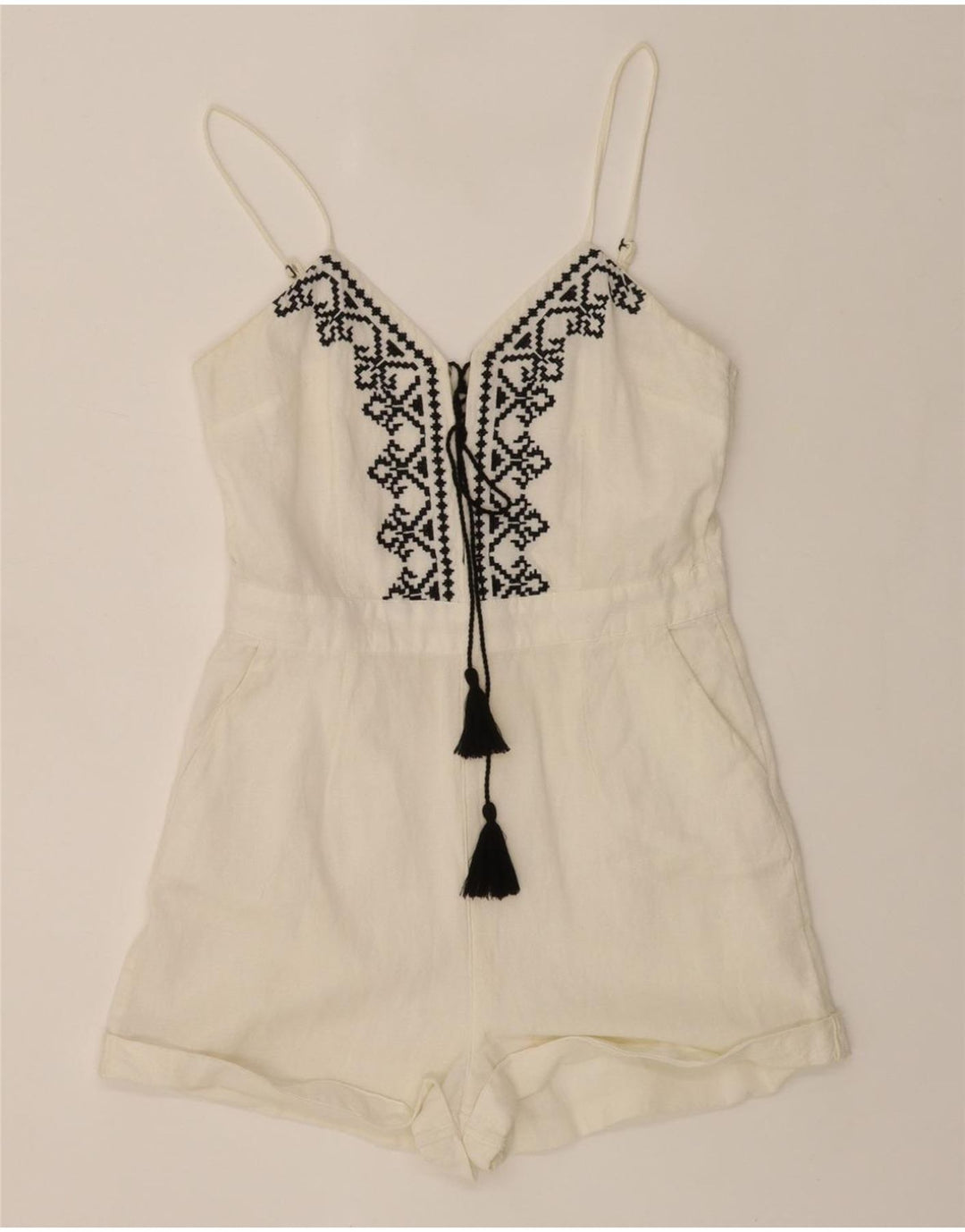 BENETTON Womens Playsuit UK 12 Medium  White Fair Isle Vintage Benetton and Second-Hand Benetton from Messina Hembry 