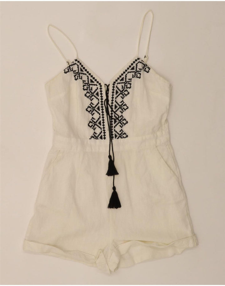 BENETTON Womens Playsuit UK 12 Medium  White Fair Isle Vintage Benetton and Second-Hand Benetton from Messina Hembry 