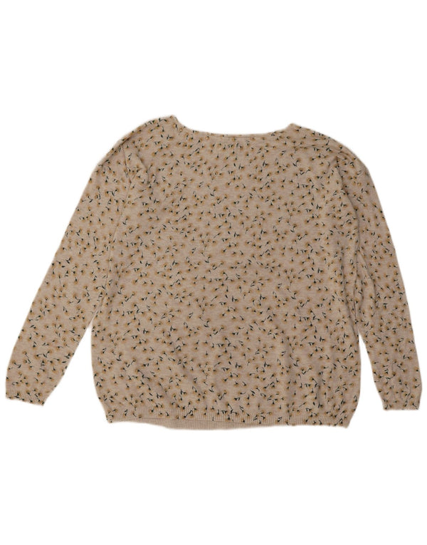 Maglione maglione oversize con scollo a barca da donna Fat Face UK 10 Piccolo floreale beige