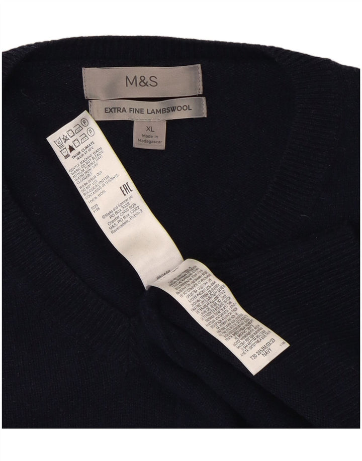 Maglione da uomo Marks & Spencer con scollo a V XL in lana blu navy