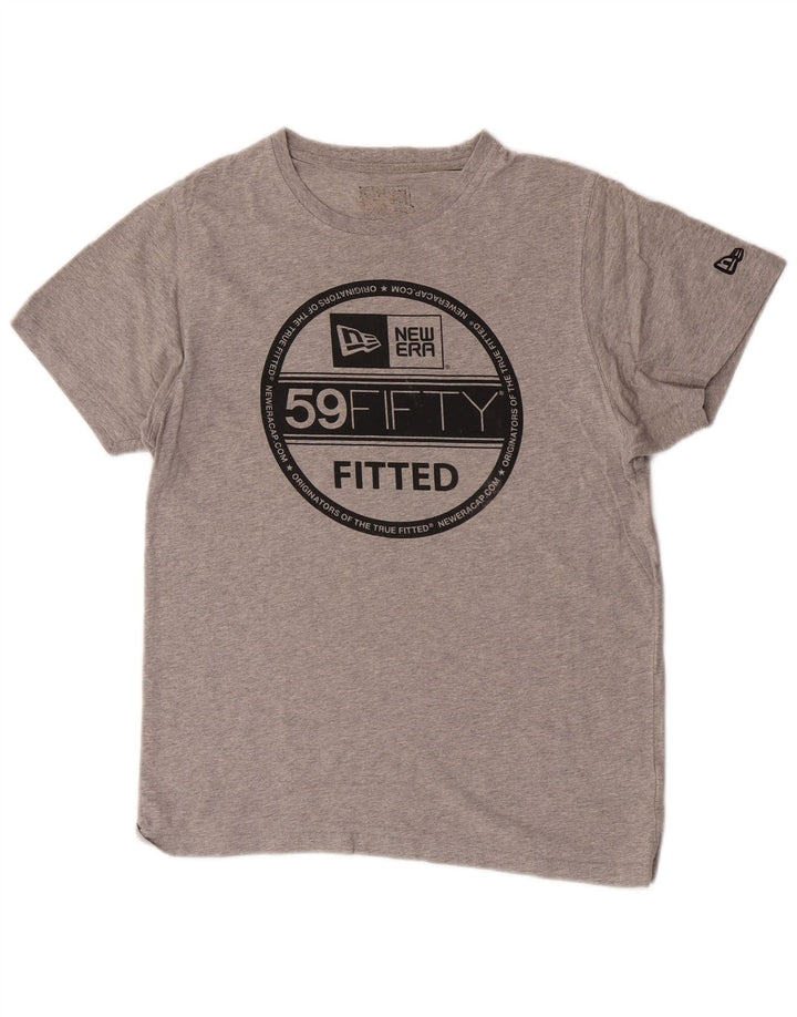 T-shirt grafica da uomo New Era Top grande in cotone grigio