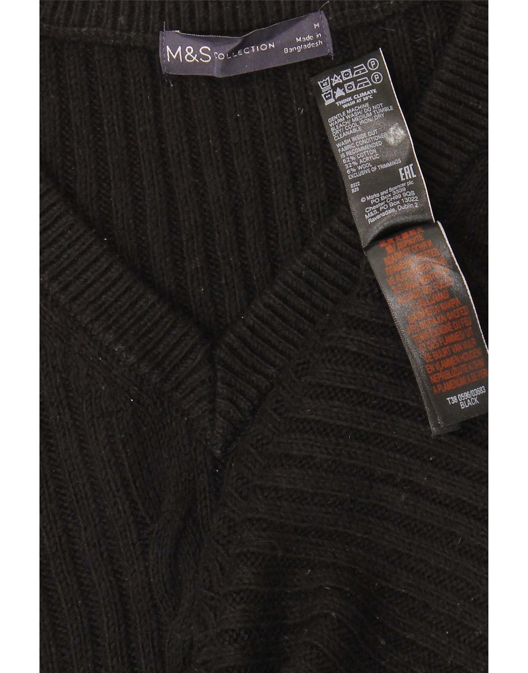 Marks & Spencer Canotta da Uomo Taglia Media Cotone Nero