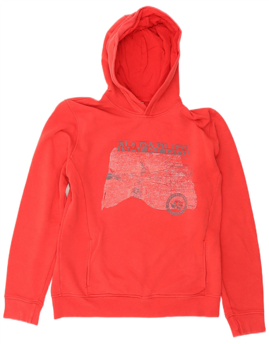 Maglione con cappuccio grafico da uomo Napapijri grande rosso
