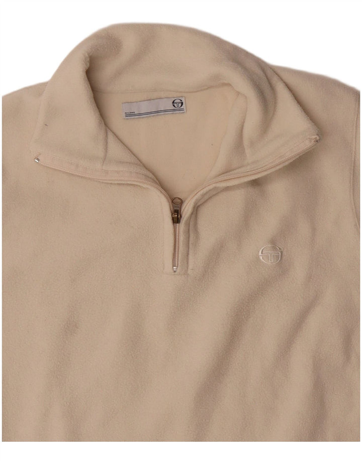 SERGIO TACCHINI Maglione in pile da uomo con zip e collo grande Beige