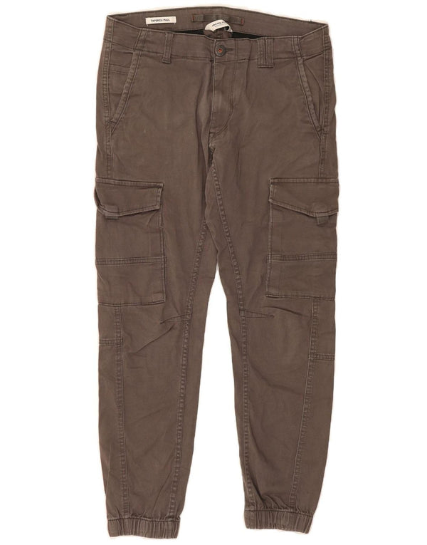 JACK & JONES Mens Paul Tapered Joggers Cargo Trousers W30 L26 Brown Cotton
