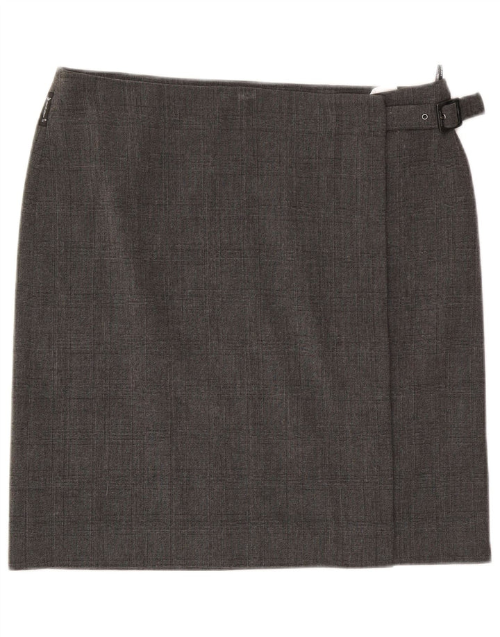 Gonna a portafoglio da donna Armani Jeans US 12 Large W34 Poliestere a quadri grigio