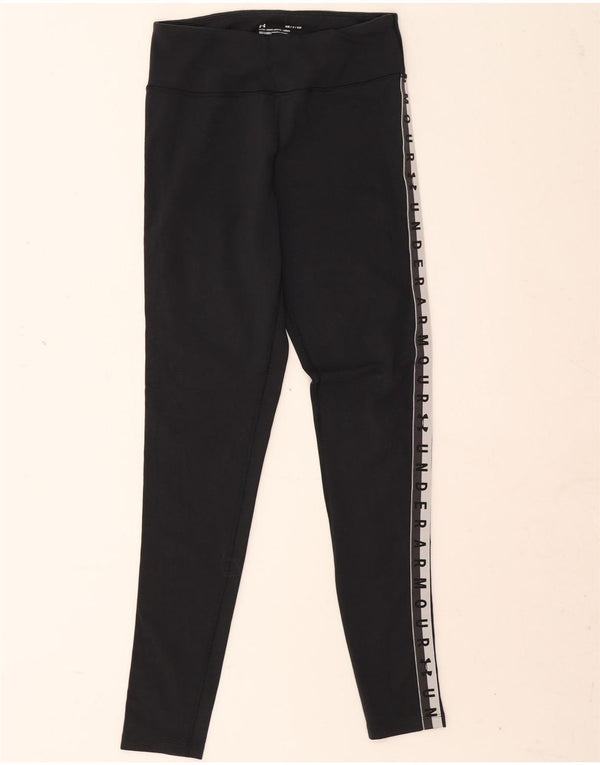 Under Armour Womens Heat Gear Graphic Leggings UK 8 Small  Black Cotton