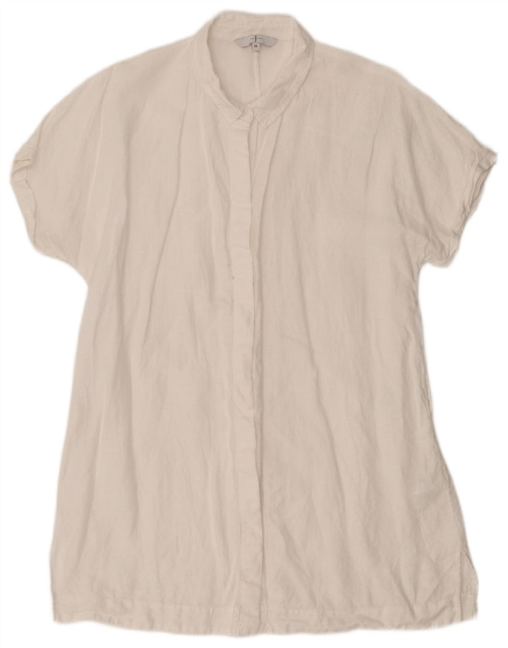 JASPER CONRAN Camicetta da donna a maniche corte a maniche lunghe UK 16 Large Bianca