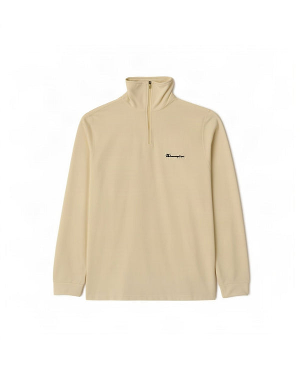 Maglione in pile da uomo con zip e collo Champion, grande, in poliestere bianco sporco