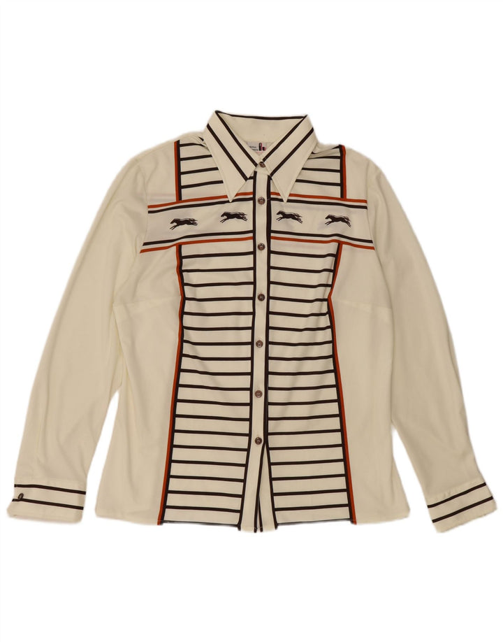 HAMMERLE Camicetta da donna UK 14 Poliestere a righe grandi bianco sporco