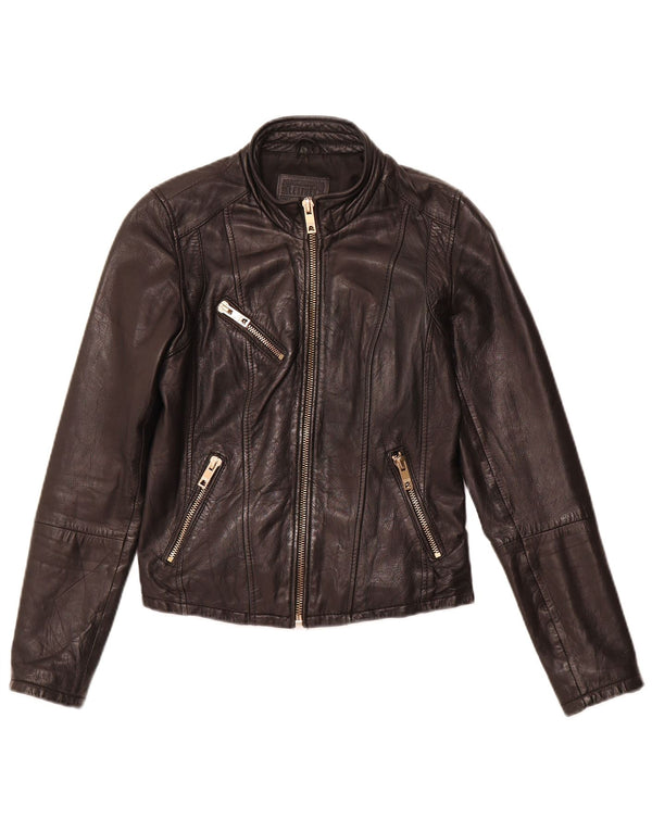 Giacca in pelle da donna BERSHKA UK 12 Pelle nera media