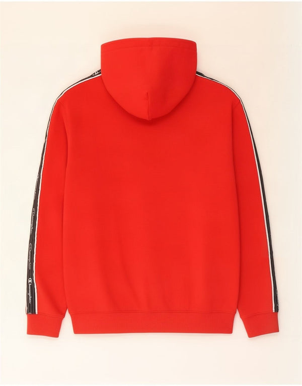 Felpa con cappuccio grafica da uomo Champion, cotone color block rosso medio