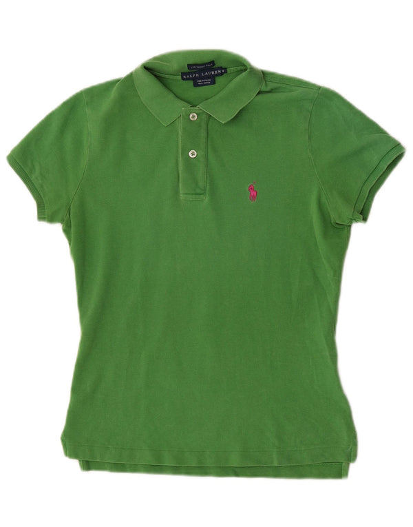 Polo skinny da donna Ralph Lauren UK 12 cotone verde medio
