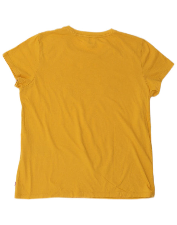 T-shirt grafica da donna Levi's Top UK 16 grande cotone giallo