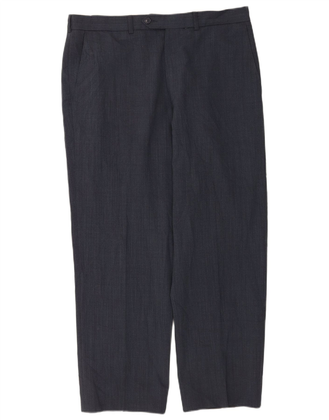 Pantaloni da abito dritti da uomo Marks & Spencer W34 L29 poliestere blu navy