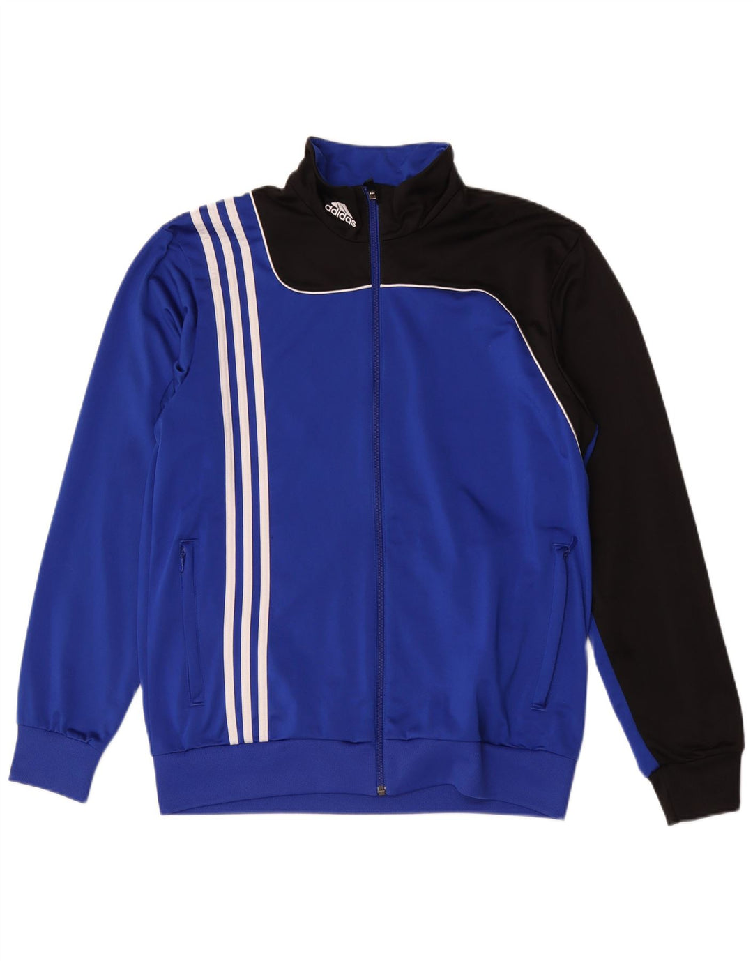 Giacca da tuta da uomo Adidas UK 42/44 Large Blu Colourblock Poliestere