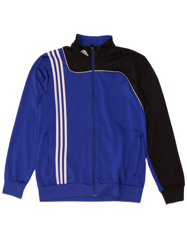 Giacca da tuta da uomo Adidas UK 42/44 Large Blu Colourblock Poliestere