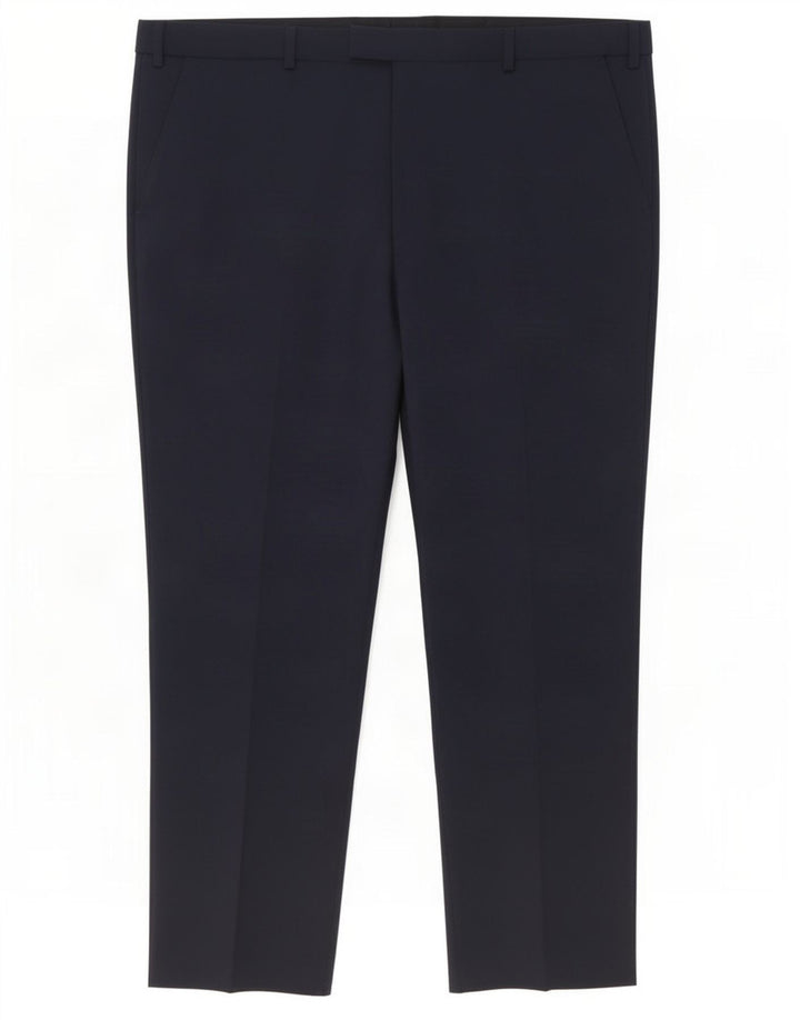 Pantaloni da abito vestibilità regolare Marks & Spencer da uomo W44 L31 poliestere blu navy