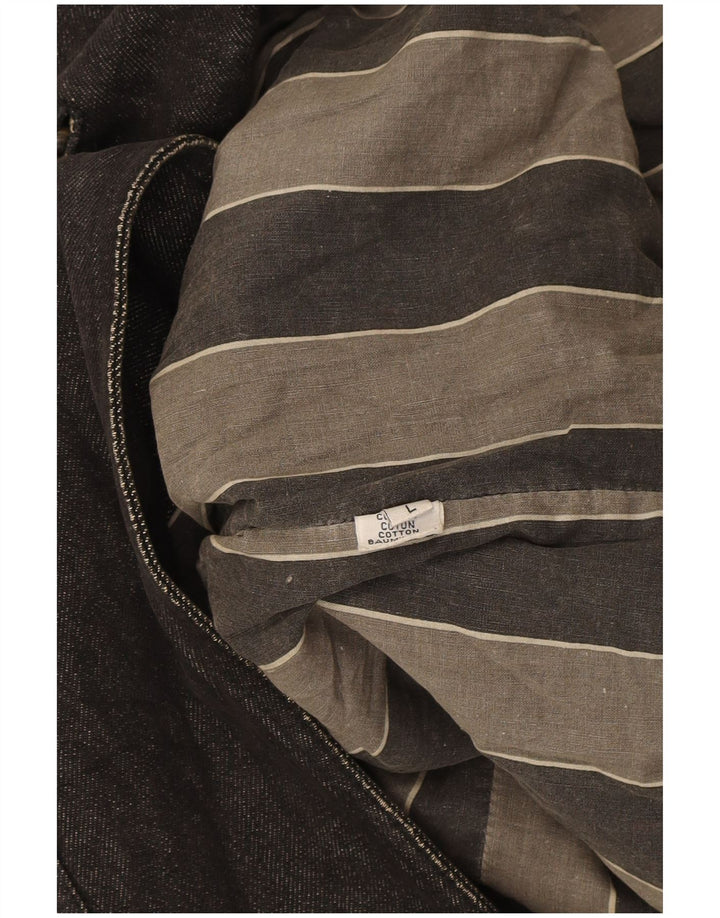 Cappotto in denim da uomo Trussardi UK 40 grande in cotone blu navy