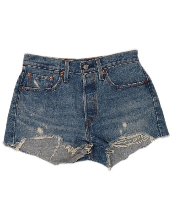 Pantaloncini Levi's da donna 501 in denim invecchiato W27 piccolo cotone blu