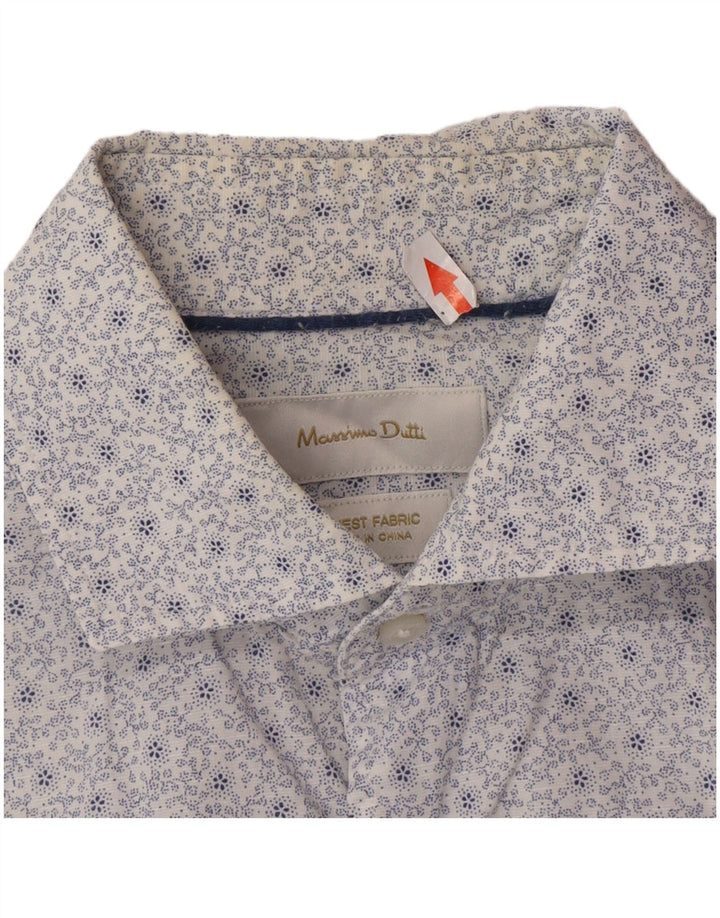 Camicia da uomo Massimo Dutti piccola in cotone floreale bianco
