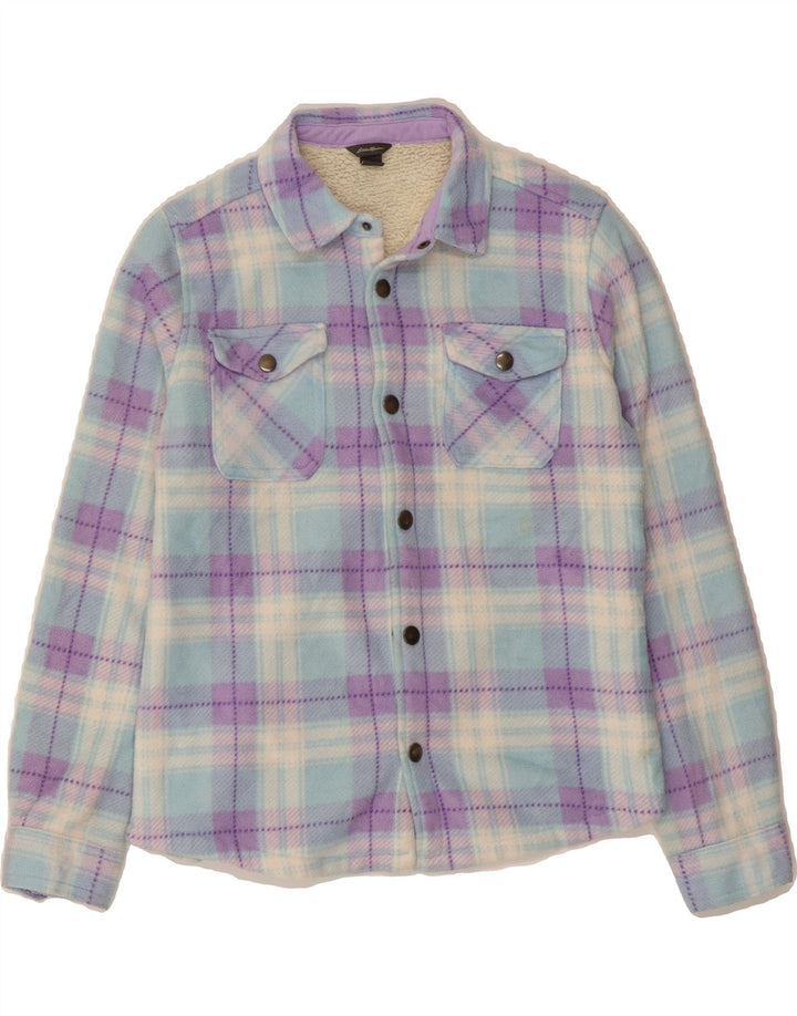 EDDIE BAUER Boys Sherpa Jacket 14-15 Years Purple Check Polyester Vintage Eddie Bauer and Second-Hand Eddie Bauer from Messina Hembry 