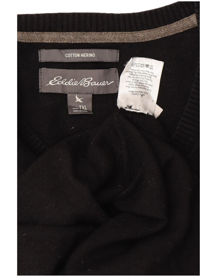 Maglione da uomo con scollo a V Eddie Bauer XL in cotone nero