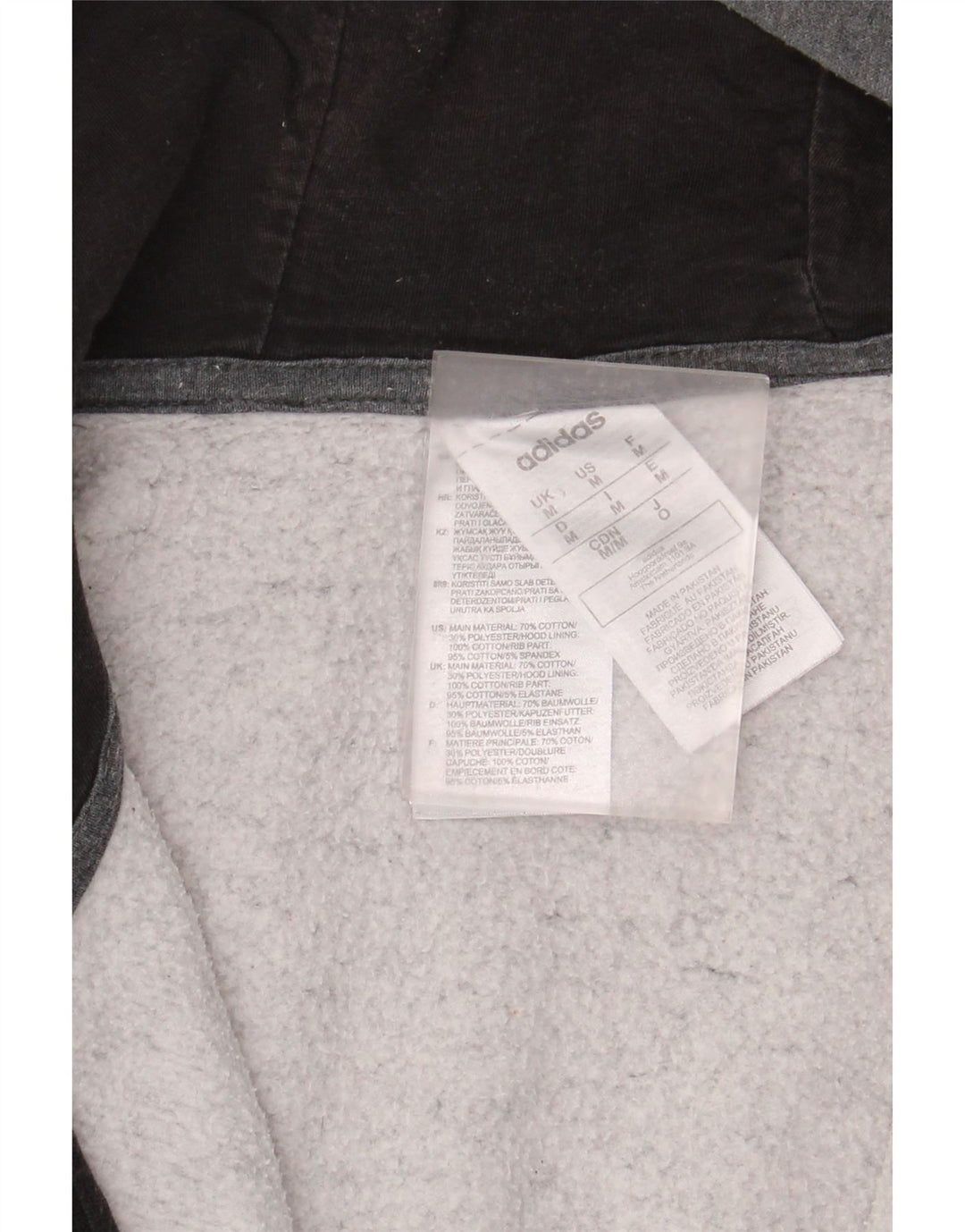 Maglione con cappuccio e zip da uomo ADIDAS in cotone grigio medio