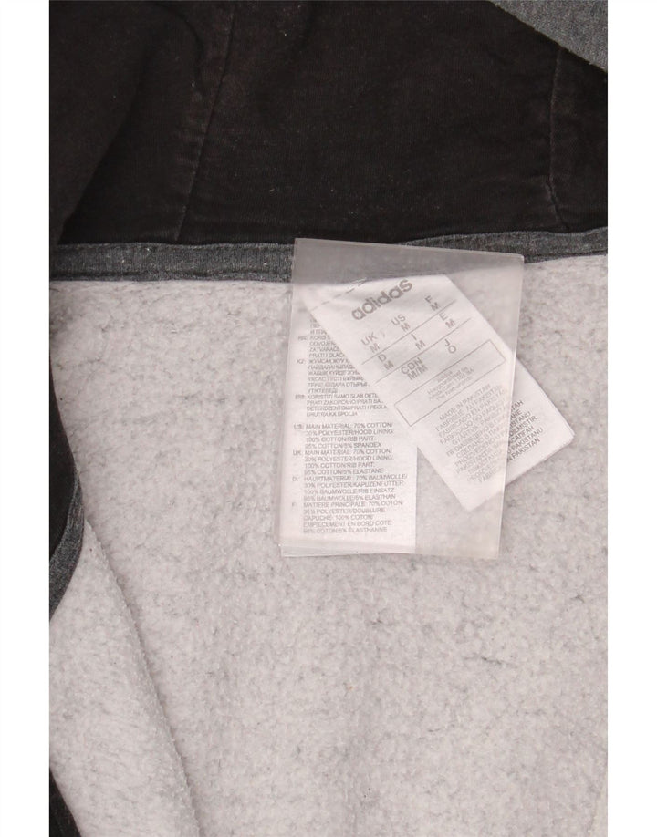 Maglione con cappuccio e zip da uomo ADIDAS in cotone grigio medio