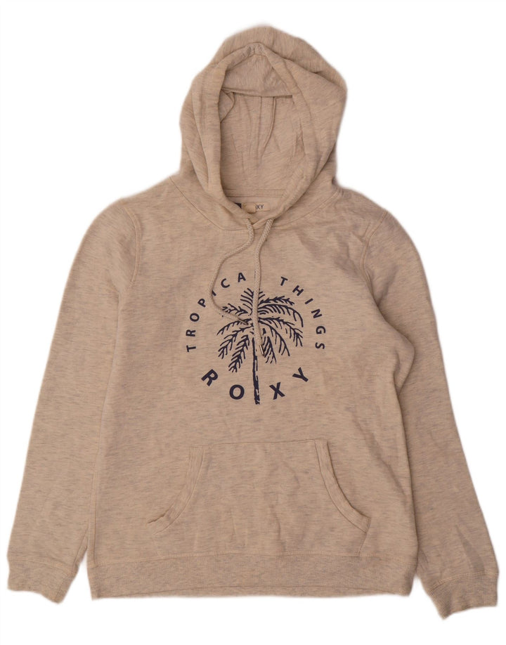 Felpa con cappuccio grafica da donna ROXY UK 16 Grande poliestere screziato beige