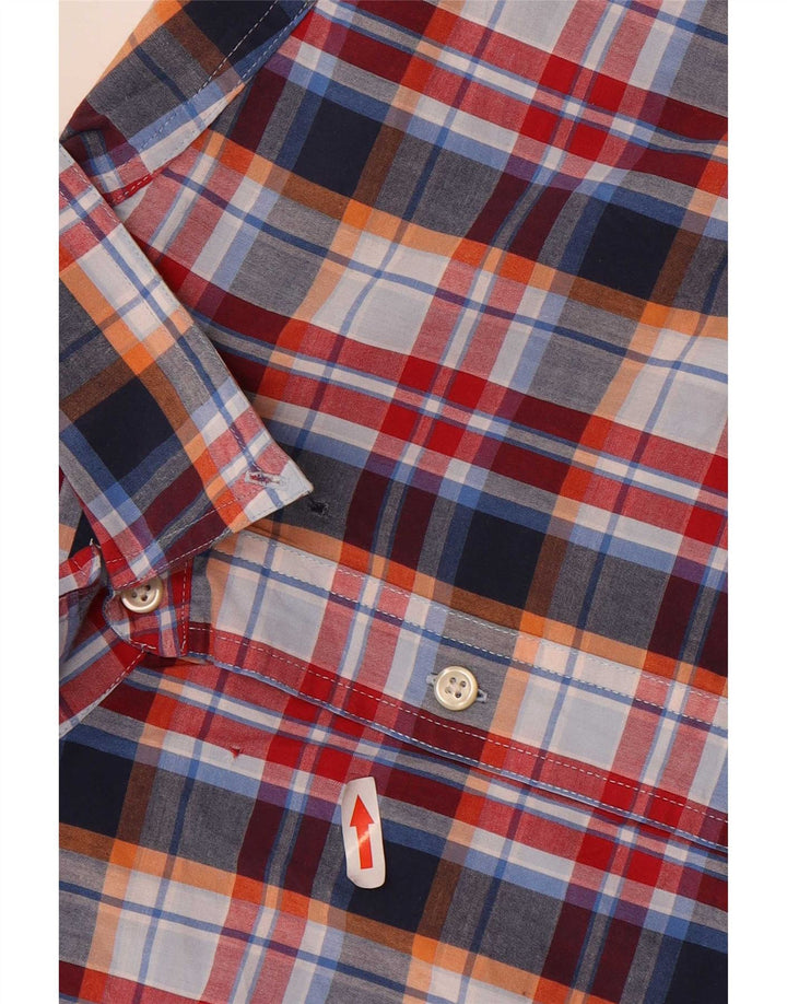 Chaps Camicia a maniche corte da uomo in cotone a quadri multicolore grande