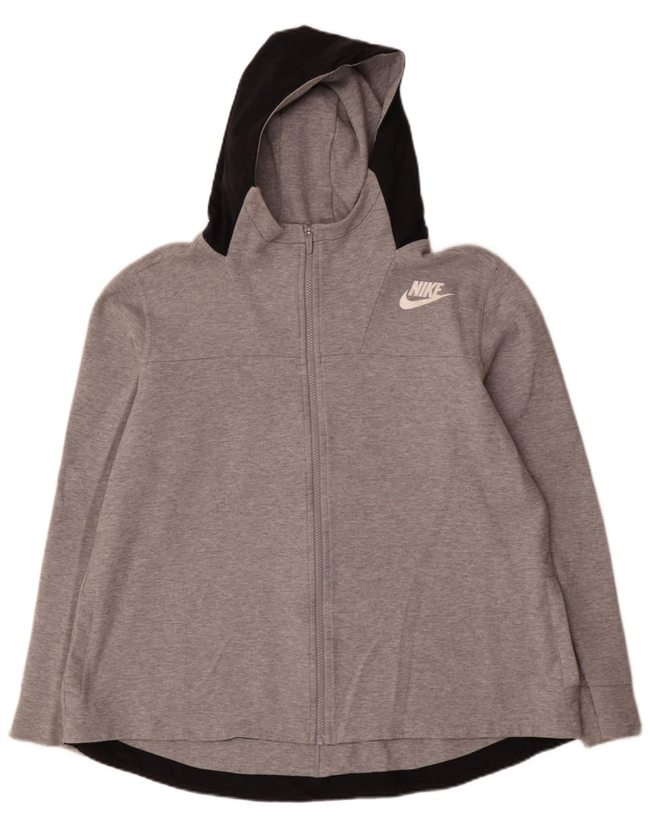 Felpa con cappuccio e zip Nike da uomo, grande, in cotone color block grigio