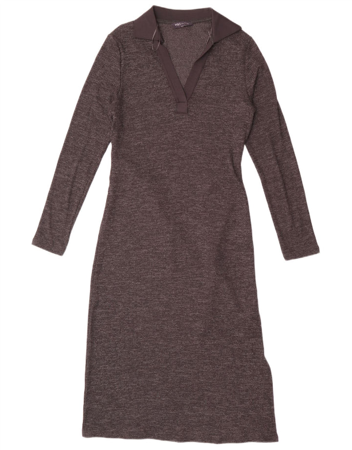 Abito maglione a maniche lunghe da donna Marks & Spencer UK 6 XS poliestere grigio