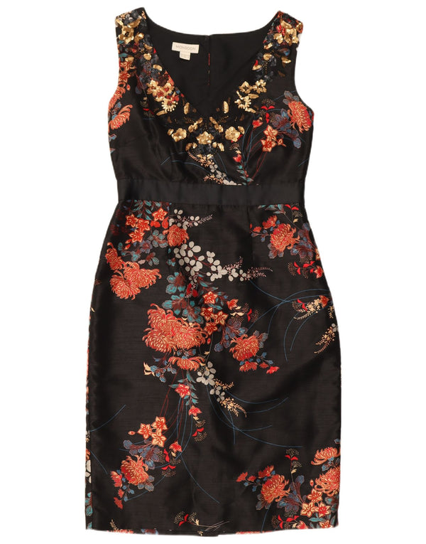 Abito tubino senza maniche da donna Monsoon UK 8 Piccolo poliestere floreale nero