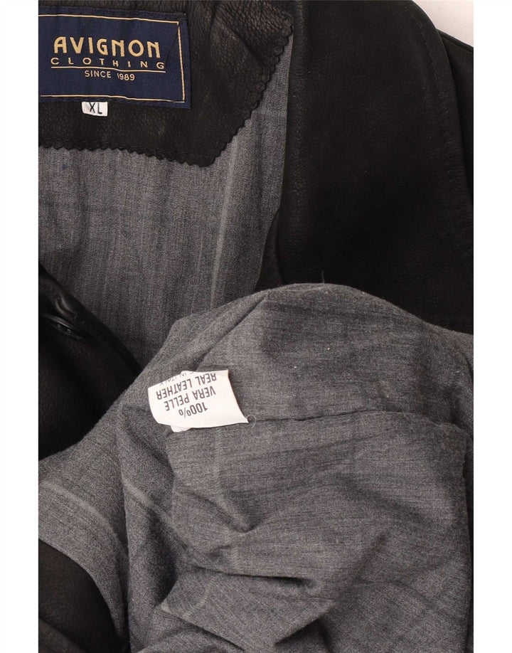 Giacca in pelle vintage da uomo UK 42 XL nera
