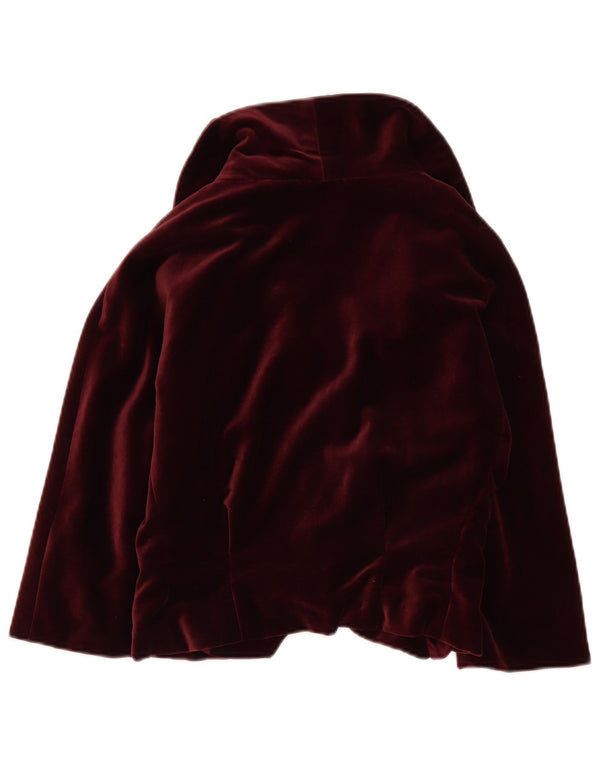 Giacca bolero in velluto con maniche a 3/4 vintage da donna UK 12 Borgogna media